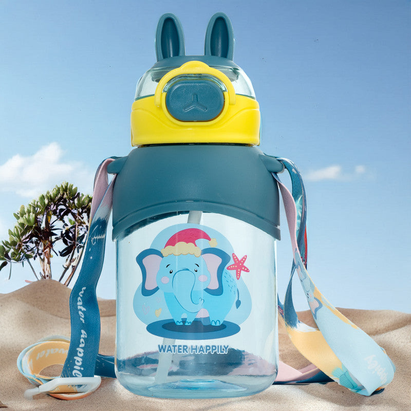 Elephant plastic kids sipper water bottle with strap