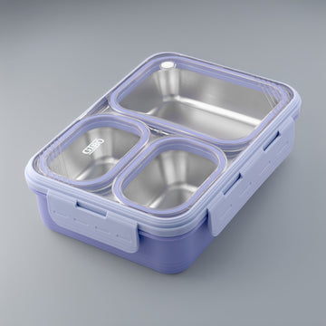 Lunch Box Sealed Leakage Proof Stainless Steel Lunch Box with Fork & Spoon Office Food Container 3 Compartment for School Kids and Adults