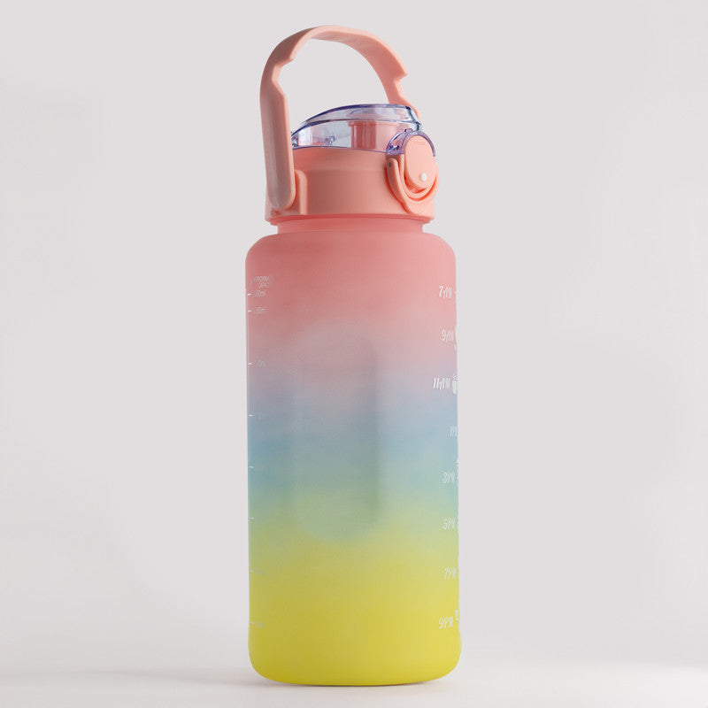 Rainbow plastic motivational leakproof BPA water bottle