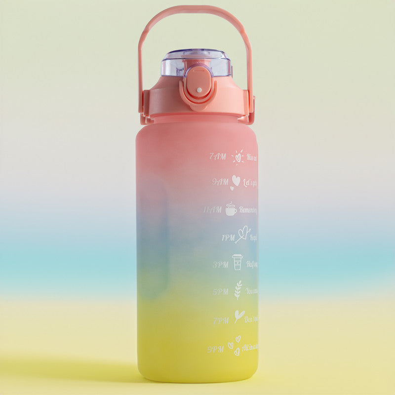 Rainbow plastic motivational leakproof BPA water bottle